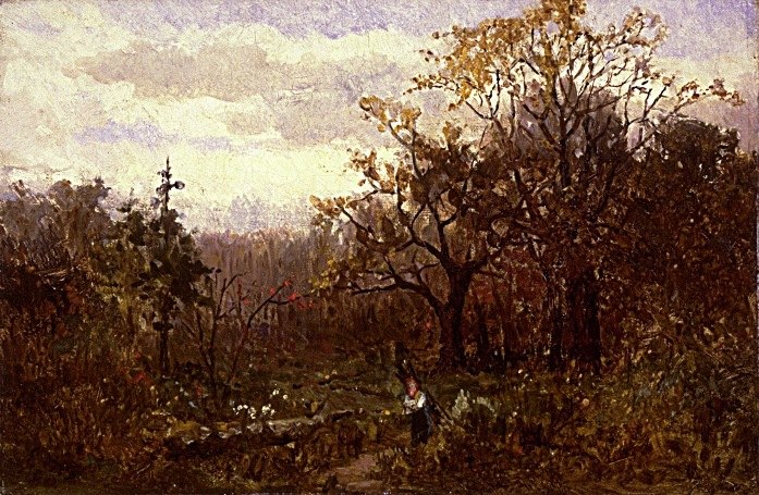 Edward Mitchell Bannister landscape, woman carrying wood